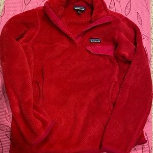 Patagonia fleece crew neck jacket red/pink xs
